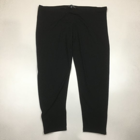 EILEEN FISHER Petite Black Decorative Buttons Hem Pull On Crop Pant - Picture 1 of 7